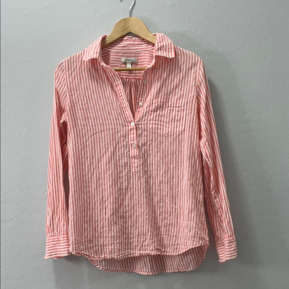 J. Crew Pink Striped Button Down Shirt